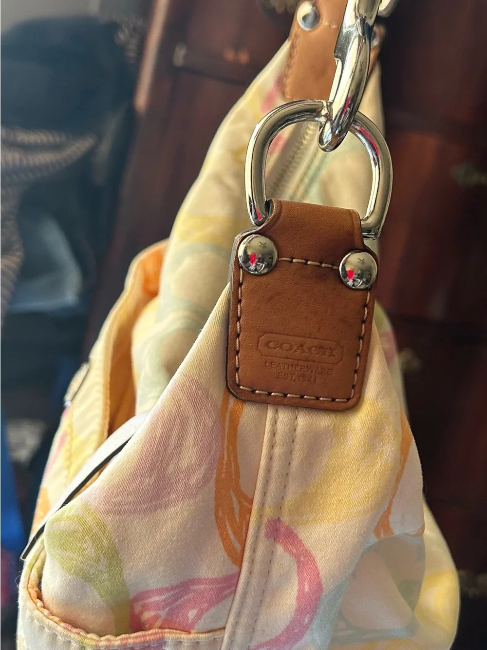 Coach Multicolor Pastel Signature Ring Shoulder Bag - Cream - Picture 8 of 13